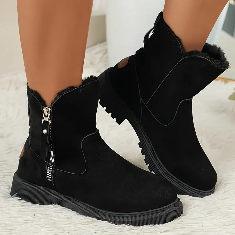 Women's Plush-Lined Ankle Martin Zipper Boots ( BUY 2 FREE SHIPPING )