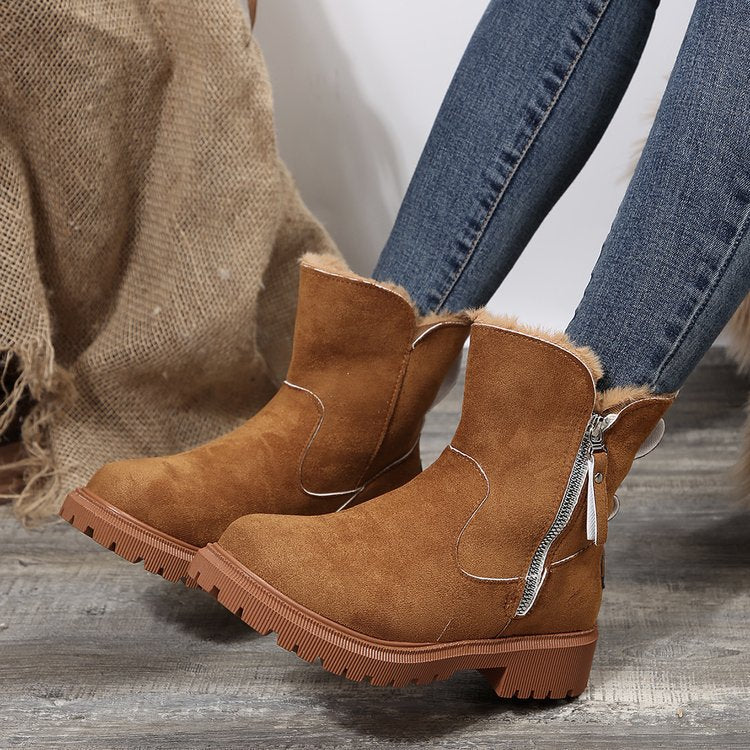 Women's Plush-Lined Ankle Martin Zipper Boots ( BUY 2 FREE SHIPPING )