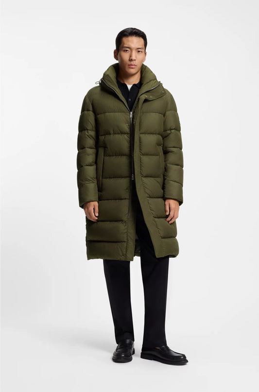 LONGLINE WATER-REPELLENT PADDED JACKET WITH HOOD