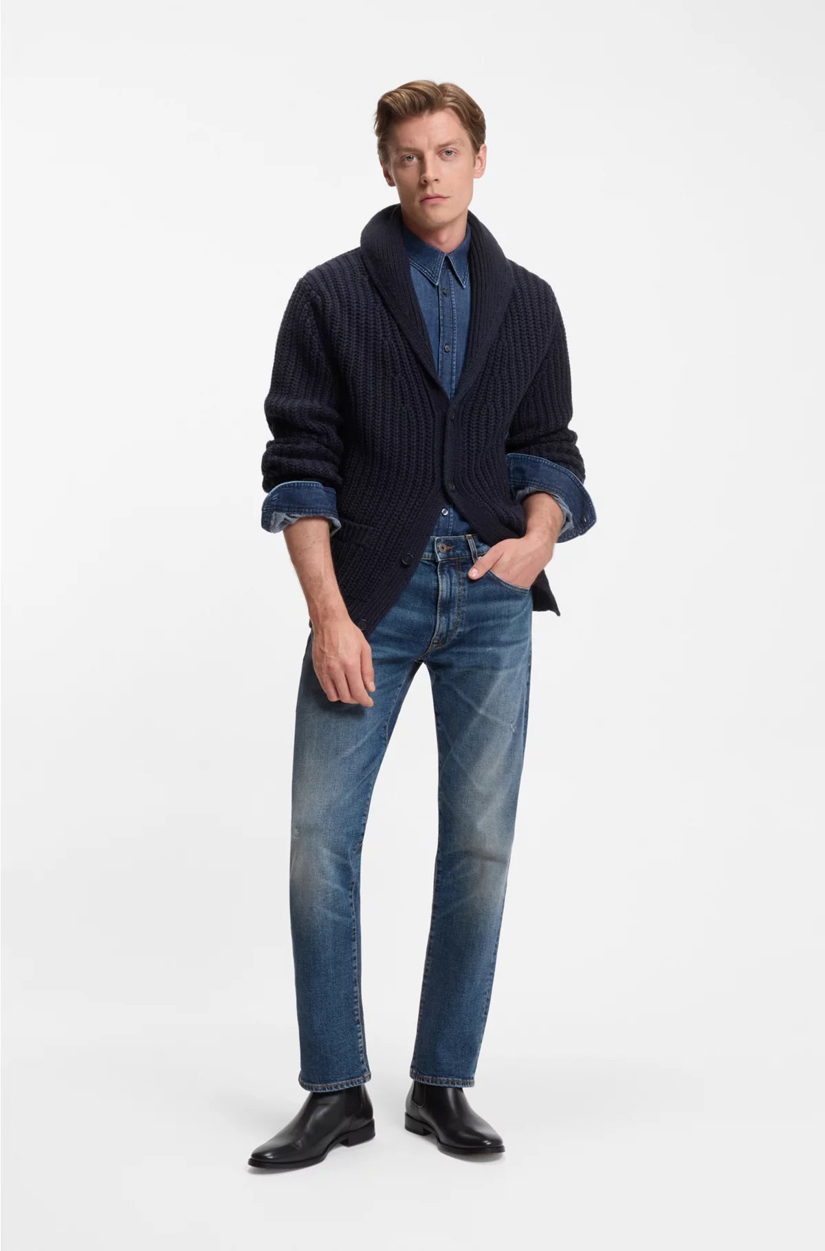 LEATHER CHELSEA BOOTS WITH ELASTICATED PANELS