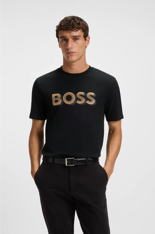 MERCERISED-COTTON T-SHIRT WITH LOGO ARTWORK