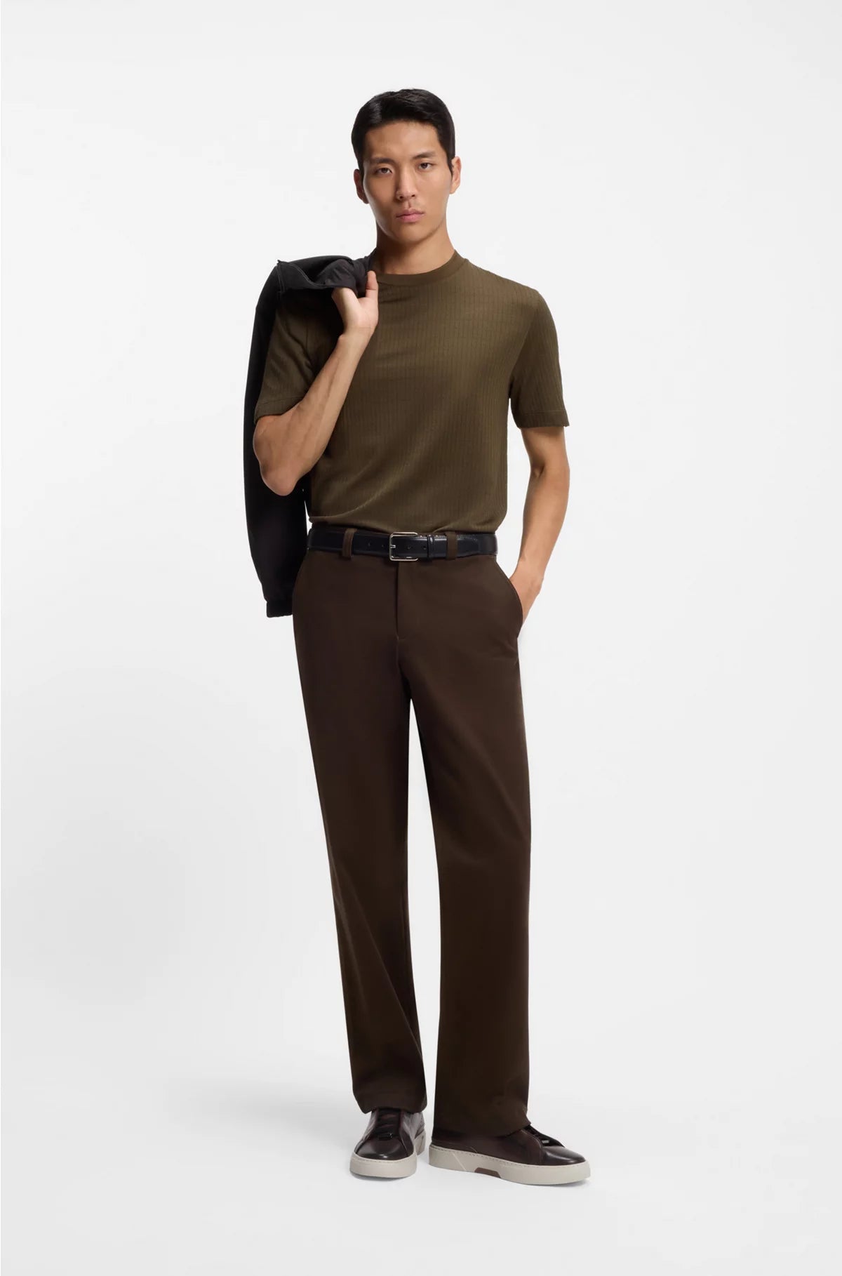 COTTON-SILK T-SHIRT WITH GEOMETRIC JACQUARD