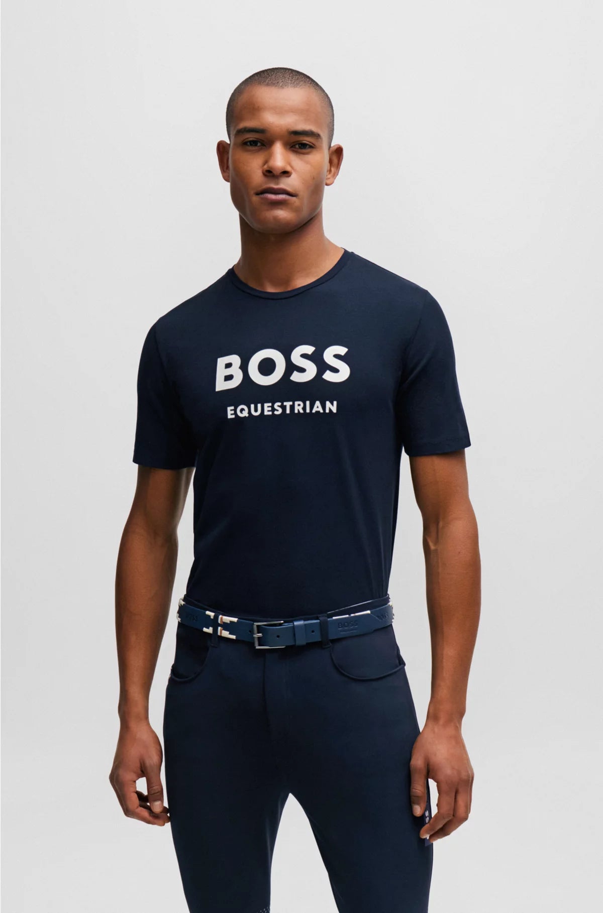 EQUESTRIAN SHORT-SLEEVED STRETCH-COTTON T-SHIRT WITH LOGO